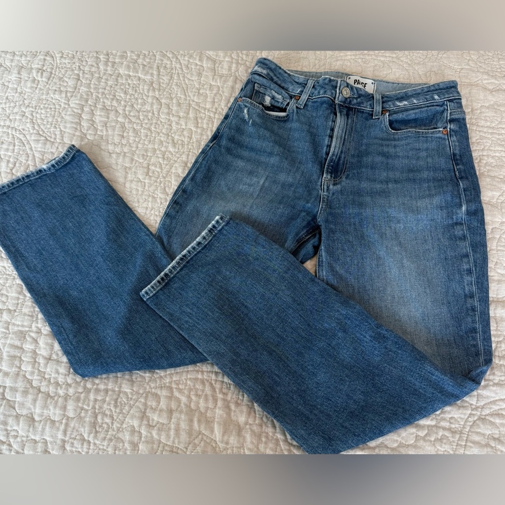 PAIGE Women's Blue Straight Leg Jeans
